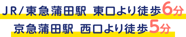 JR/東急蒲田駅 東口より徒歩6分 京急蒲田駅 西口より徒歩5分